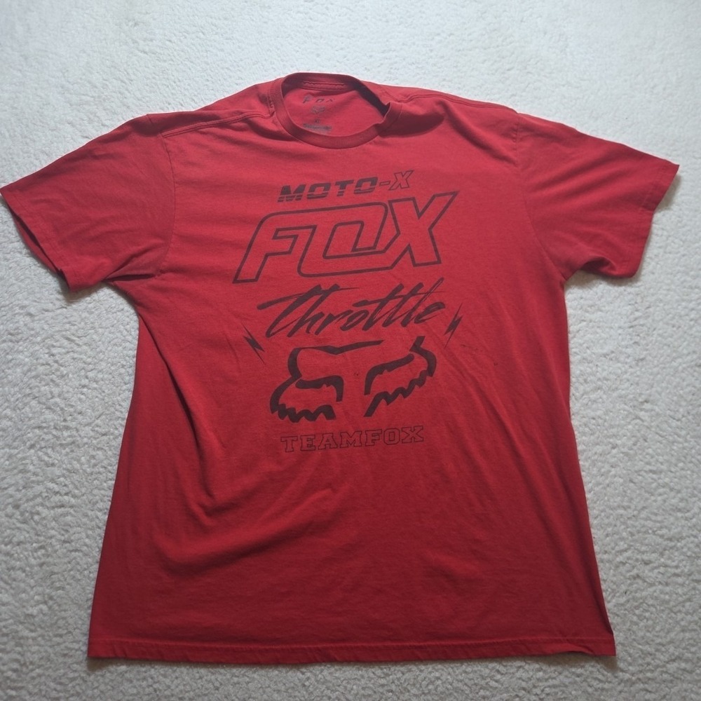 Fox Racing Mens T Shirt Size XL Red Team Fox Distressed Grunge Y2k Filth Awesome